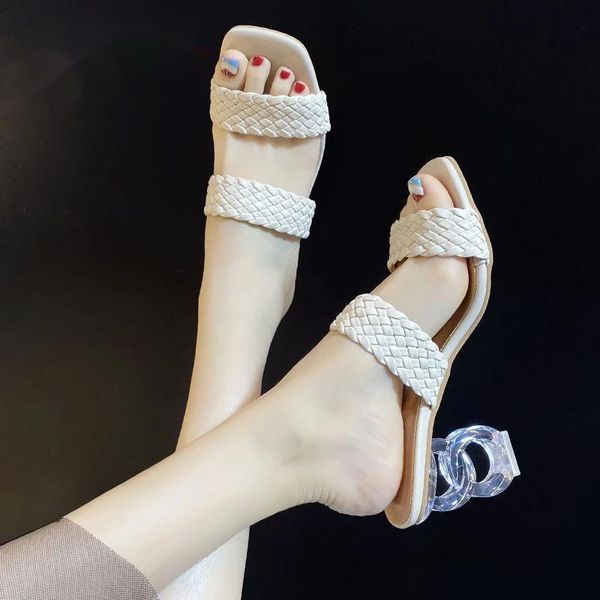 sandals 2021 summer women mules design slippers sandal slides braided cord 7cm transparent fretwork heels shoes female, Black
sandals 2021 summer women mules design slippers sandal slides braided cord 7cm transparent fretwork heels shoes female, Black