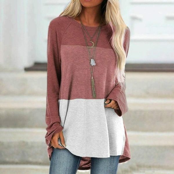 women's t-shirt spring women t-shirts patching long sleeves plus size fashion clothing round neck casual loose soft female top, White
women's t-shirt spring women t-shirts patching long sleeves plus size fashion clothing round neck casual loose soft female top, White