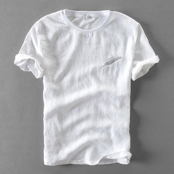 2021 new dos manga curta vero linho branco bordado t camisa masculina marca de moda tshirt para homens slidos casual s 4yks, White
2021 new dos manga curta vero linho branco bordado t camisa masculina marca de moda tshirt para homens slidos casual s 4yks, White