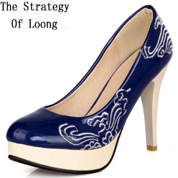 dress shoes korean style spring autumn women thin high heel printed patent leather round toe pumps plus size 35-49 sxq0722, Black
dress shoes korean style spring autumn women thin high heel printed patent leather round toe pumps plus size 35-49 sxq0722, Black