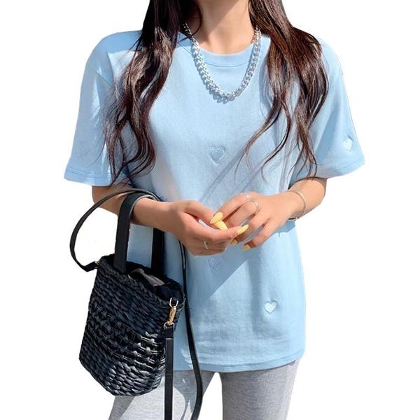 women's t-shirt fashion women t shirt sky blue love embroidery harajuku summer loose short sleeve round neck cotton tees, White
women's t-shirt fashion women t shirt sky blue love embroidery harajuku summer loose short sleeve round neck cotton tees, White