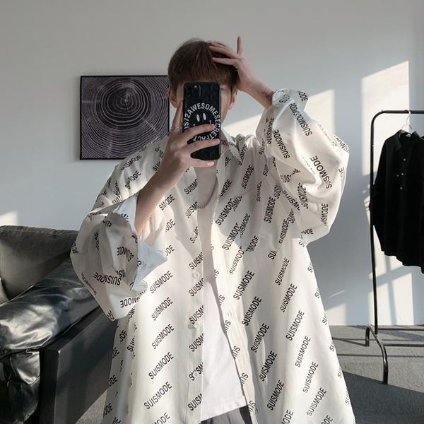 men's casual shirts letters full printed shirt trend all-match long-sleeved loose japanese-style ruffian handsome streetwear top, White;black
men's casual shirts letters full printed shirt trend all-match long-sleeved loose japanese-style ruffian handsome streetwear top, White;black