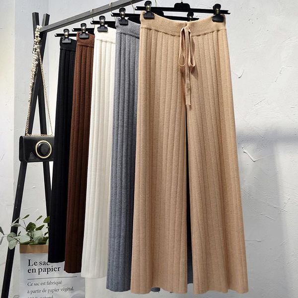 korean wool blend knitted wide-legged ankle pants female draw strings autumn drop casual rib knit long trousers, Black;white
korean wool blend knitted wide-legged ankle pants female draw strings autumn drop casual rib knit long trousers, Black;white
