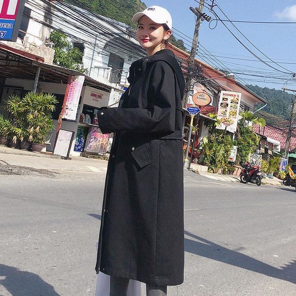 women's trench coats pink coat women hooded long section plus size outerwear 2021 autumn korean casual loose abrigos mujer elegante f94, Tan;black
women's trench coats pink coat women hooded long section plus size outerwear 2021 autumn korean casual loose abrigos mujer elegante f94, Tan;black