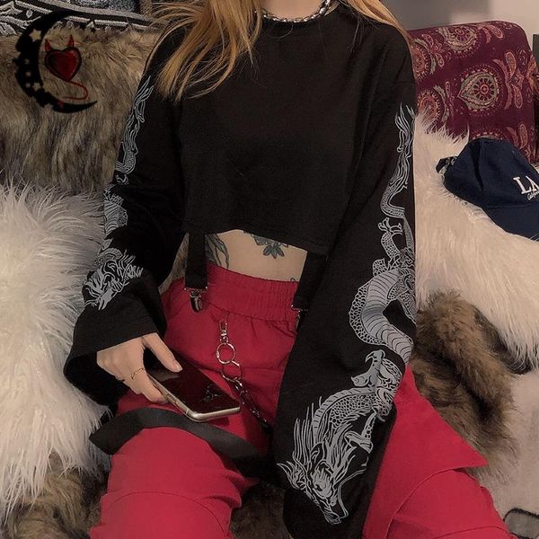 women's hoodies & sweatshirts women sweatshirt black crop gothic punk vintage dragon printed harajuku loose female pullover streetwear 
women's hoodies & sweatshirts women sweatshirt black crop gothic punk vintage dragon printed harajuku loose female pullover streetwear