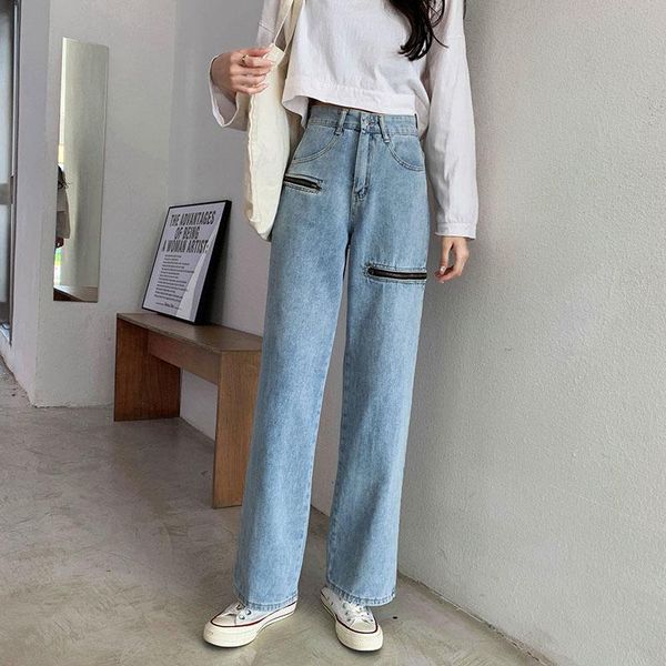 women's jeans early autumn of 2021 asymmetric zipper high waist trousers loose plus size slim straight-leg pants, Blue
women's jeans early autumn of 2021 asymmetric zipper high waist trousers loose plus size slim straight-leg pants, Blue