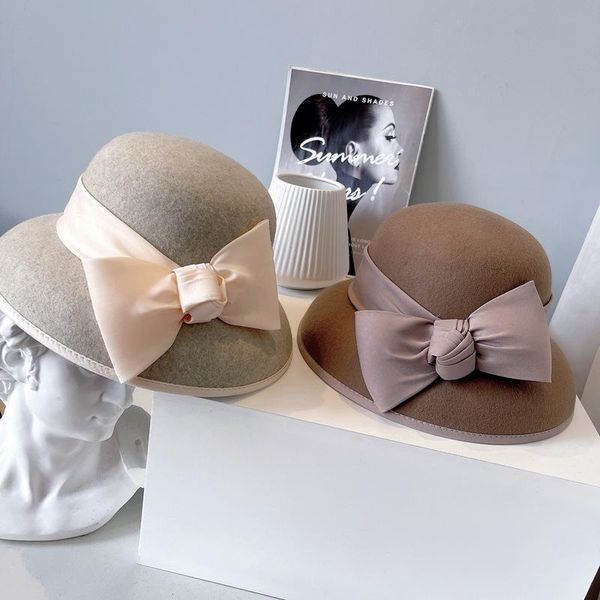 wide brim hats 202110-chenxing hepburn style grace bowknot wool dinner formal lady bucket cap women leisure hat, Blue;gray
wide brim hats 202110-chenxing hepburn style grace bowknot wool dinner formal lady bucket cap women leisure hat, Blue;gray