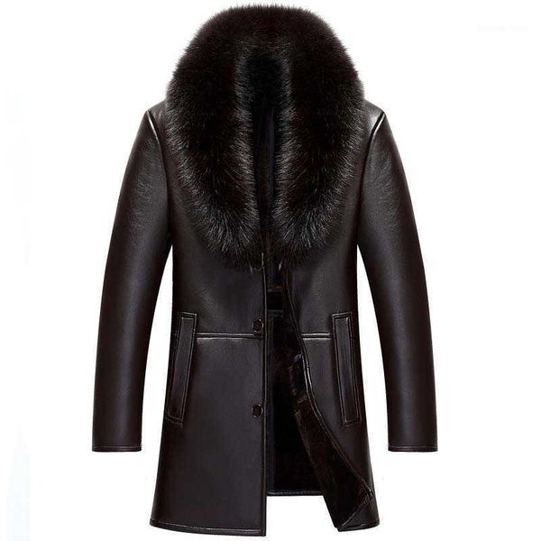 men's leather & faux jacket mens 2021 middle aged male fur collar long plush and thick overcoat winter sheepskin keep warm coat, Black
men's leather & faux jacket mens 2021 middle aged male fur collar long plush and thick overcoat winter sheepskin keep warm coat, Black