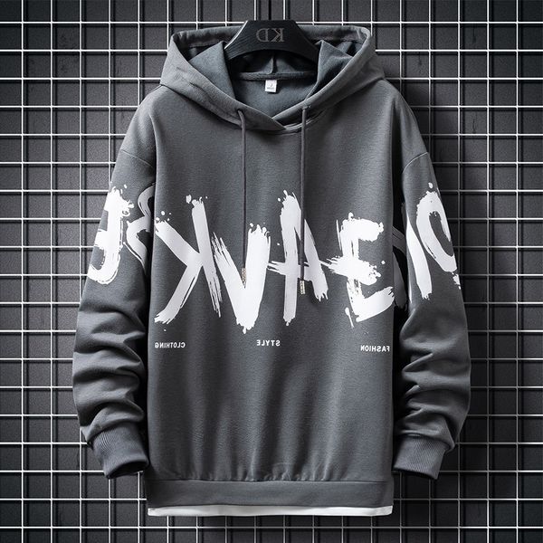 cloth autumn hooded sweater men's trend long sve t-shirt fashion sup, Black 
cloth autumn hooded sweater men's trend long sve t-shirt fashion sup, Black