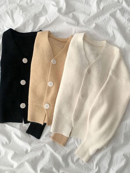 spring elegant beige knitted cardigan womens sweaters v neck solid color long sleeve black milk coat, White;black
spring elegant beige knitted cardigan womens sweaters v neck solid color long sleeve black milk coat, White;black
