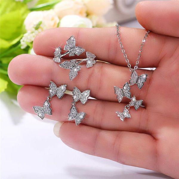 earrings & necklace butterfly jewelry set charm stud earring choker for women girls shinying crystal ring gifts party anniversary day, Silver
earrings & necklace butterfly jewelry set charm stud earring choker for women girls shinying crystal ring gifts party anniversary day, Silver