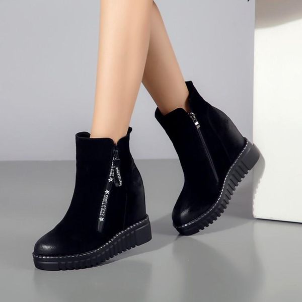 boots platform shoes woman ankle height increasing thick sole zipper women big size suede wedge, Black
boots platform shoes woman ankle height increasing thick sole zipper women big size suede wedge, Black