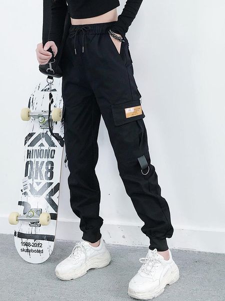 women's pants & capris spring autumn black trousers baggy for women slim high waist loose ladies elastic cargo, Black;white
women's pants & capris spring autumn black trousers baggy for women slim high waist loose ladies elastic cargo, Black;white