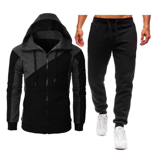 men's tracksuits 2021 autumn and winter sports two-color splicing coat long sleeve pants hooded leisure suit, Gray
men's tracksuits 2021 autumn and winter sports two-color splicing coat long sleeve pants hooded leisure suit, Gray