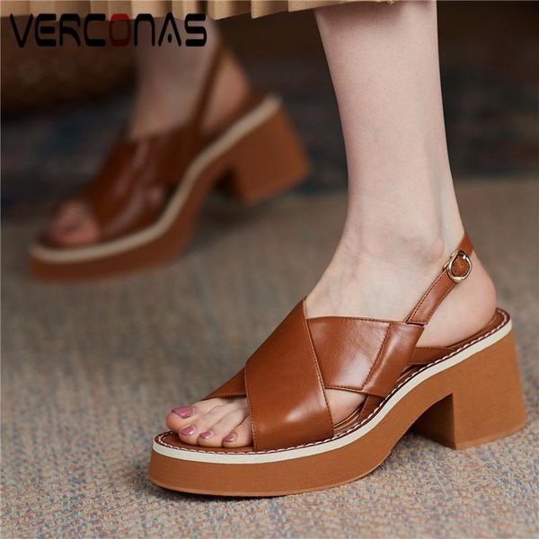 dress shoes verconas genuine leather peep toe women sandals summer retro concise pumps thick heels casual woman high quality, Black
dress shoes verconas genuine leather peep toe women sandals summer retro concise pumps thick heels casual woman high quality, Black