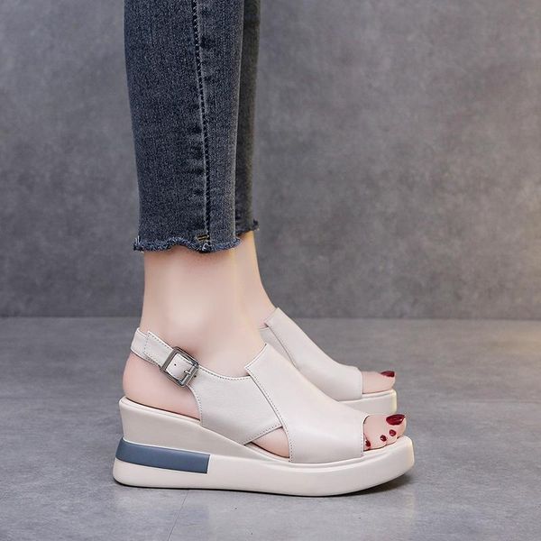 dress shoes platform sandal female summer soft leather wedge heel 2021 women's sandals, Black
dress shoes platform sandal female summer soft leather wedge heel 2021 women's sandals, Black