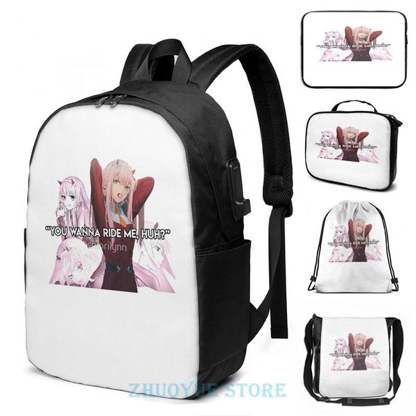 backpack funny graphic print zero two you wanna ride me, huh usb charge men school bags women bag travel laptop
backpack funny graphic print zero two you wanna ride me, huh usb charge men school bags women bag travel laptop