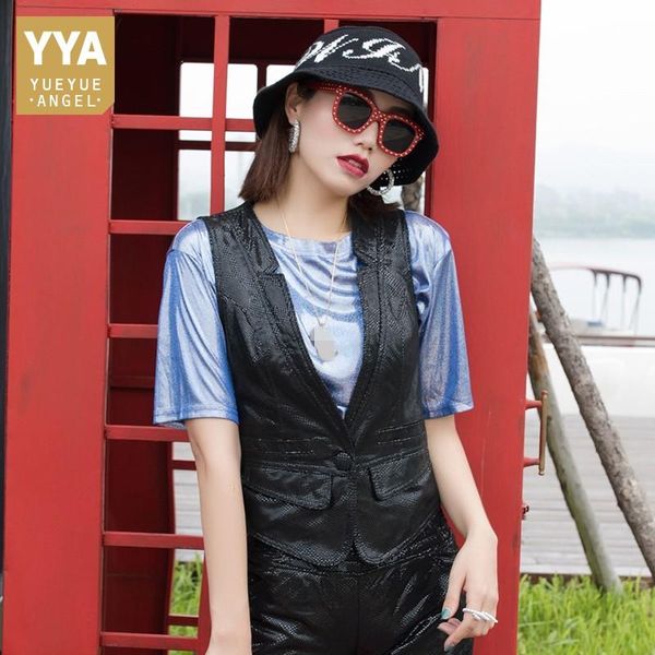 women's vests england style genuine leather vest women 2021 streetwear single button sheepskin slim sleeveless jacket female waistcoat, Black;white
women's vests england style genuine leather vest women 2021 streetwear single button sheepskin slim sleeveless jacket female waistcoat, Black;white
