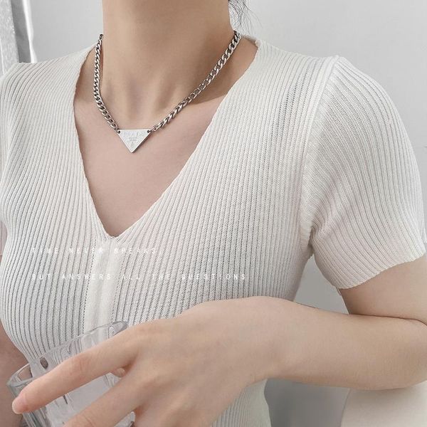 pendant necklaces fashion brand necklace inverted triangle geometric letter men's and women's net red star same clavicle chain, Silver
pendant necklaces fashion brand necklace inverted triangle geometric letter men's and women's net red star same clavicle chain, Silver