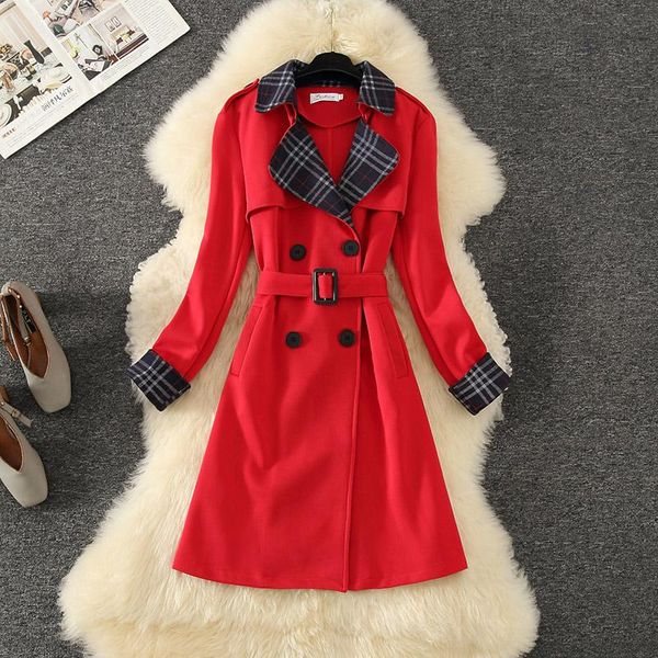 women's trench coats long coat 2021 autumn winter red plaid hit color double-breasted windbreaker classic stylish clothing, Tan;black
women's trench coats long coat 2021 autumn winter red plaid hit color double-breasted windbreaker classic stylish clothing, Tan;black