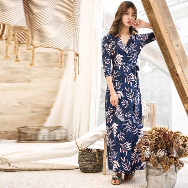 summer ladies half-sleeved wrap dress v-neck high waist solid graceful women sashes vestidos beach dress, Black;gray 
summer ladies half-sleeved wrap dress v-neck high waist solid graceful women sashes vestidos beach dress, Black;gray