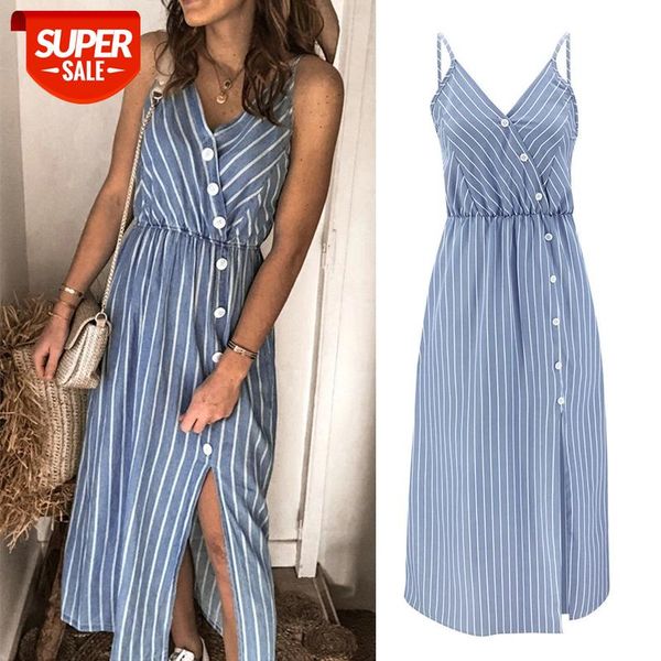 summer women casual stripe print midi dresses v-neck sling sleeveless split beach dress elegant button ladies vintage dress #do9i, White;black
summer women casual stripe print midi dresses v-neck sling sleeveless split beach dress elegant button ladies vintage dress #do9i, White;black