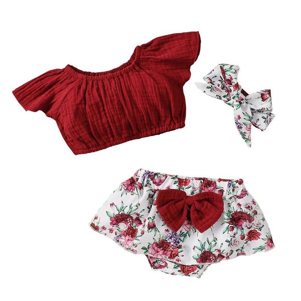 clothing sets 3pc born baby girls summer toddler infant solid off shoulder +floral bow shorts outfits set kids clothes, White
clothing sets 3pc born baby girls summer toddler infant solid off shoulder +floral bow shorts outfits set kids clothes, White