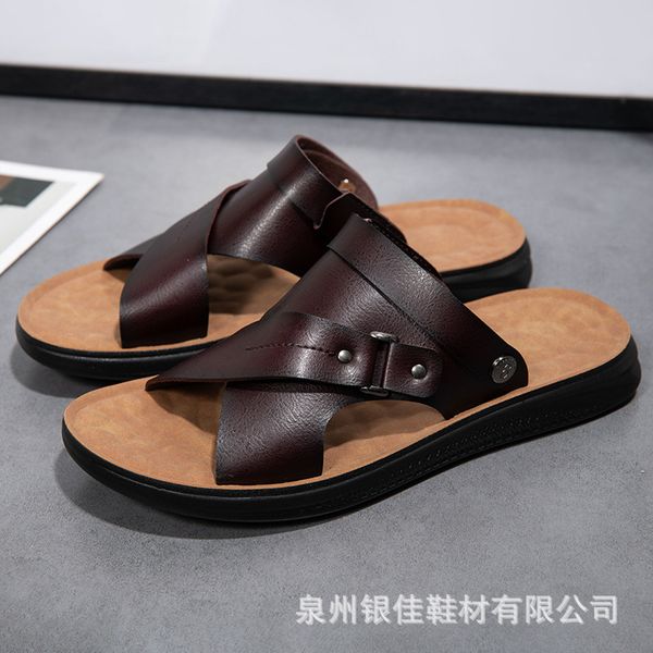 sandals summer slippers men's super fiber leather casual soft soled beach shoes bocken trend a32022 prww, Black
sandals summer slippers men's super fiber leather casual soft soled beach shoes bocken trend a32022 prww, Black