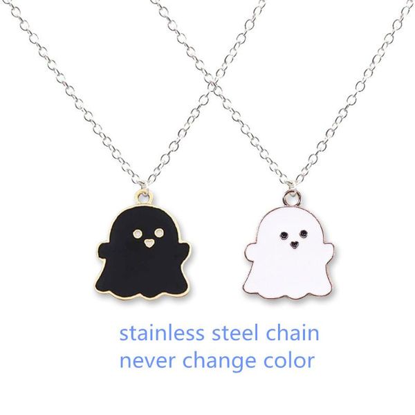 chains cute black white ghost pendant stainless steel necklaces for women men friend lovely couple necklace jewelry, Silver
chains cute black white ghost pendant stainless steel necklaces for women men friend lovely couple necklace jewelry, Silver