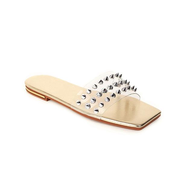 new 2021 ladies summer outside modern slippers for women flat plastic square peep toe transparent rivet fashion slippers, Black
new 2021 ladies summer outside modern slippers for women flat plastic square peep toe transparent rivet fashion slippers, Black