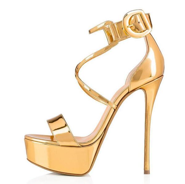 dress shoes arrivals gold leather high platform women sandals cut-out ankle strap buckle ladies with heels plus size wedding, Black
dress shoes arrivals gold leather high platform women sandals cut-out ankle strap buckle ladies with heels plus size wedding, Black