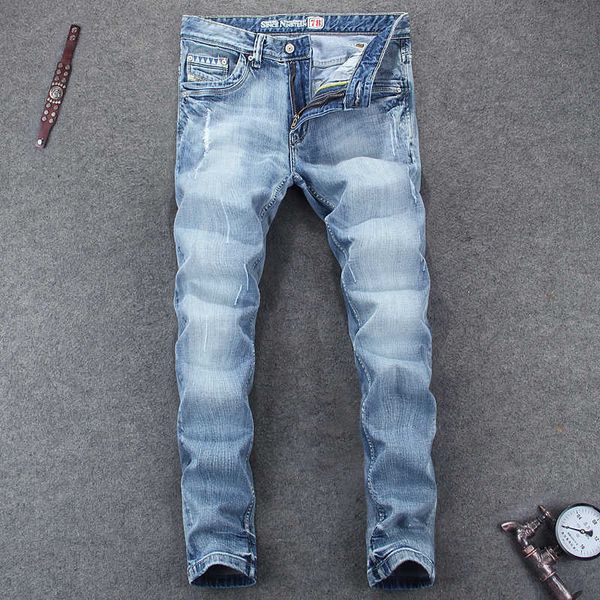 men's jeans italian fashion light blue slim elastic ripped men vintage designer denim pants streetwear hip hop homme 0m03 n3u3
men's jeans italian fashion light blue slim elastic ripped men vintage designer denim pants streetwear hip hop homme 0m03 n3u3