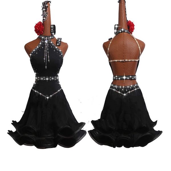 shining rhinestones backless latin dance dress for lady black dress women ballroom costume competition theatrical garments, Black;red
shining rhinestones backless latin dance dress for lady black dress women ballroom costume competition theatrical garments, Black;red