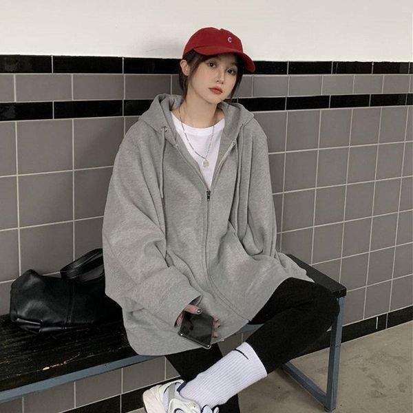 sweater 2021 new spring and autumn loose korean version plush grey hoodie zipper jacket women's fashion top, Black
sweater 2021 new spring and autumn loose korean version plush grey hoodie zipper jacket women's fashion top, Black