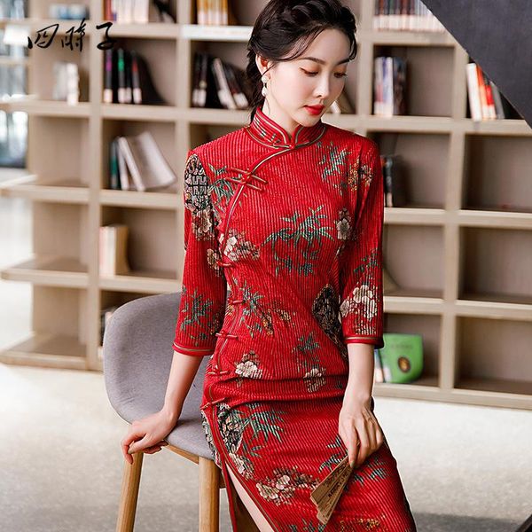 ethnic clothing women's red chinese style three-quarter sleeve cheongsam dress qipao
ethnic clothing women's red chinese style three-quarter sleeve cheongsam dress qipao
