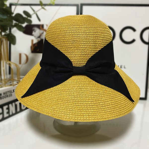 bow sun li same black uv sunscreen straw foldable portable fisherman's outdoor sun hat, Yellow
bow sun li same black uv sunscreen straw foldable portable fisherman's outdoor sun hat, Yellow