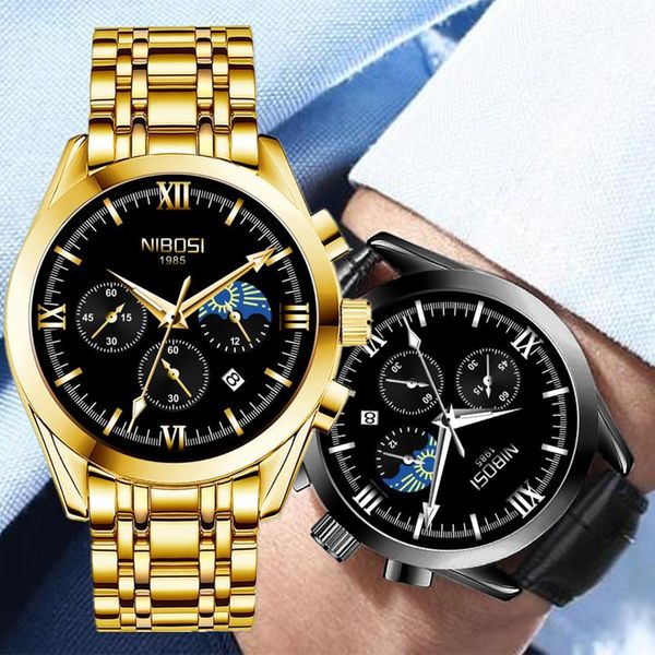 wristwatches nibosi 2021 mens watches with box chronograph fashion luxury men watch waterproof stainless steel quartz relogio masculino, Slivery;brown
wristwatches nibosi 2021 mens watches with box chronograph fashion luxury men watch waterproof stainless steel quartz relogio masculino, Slivery;brown