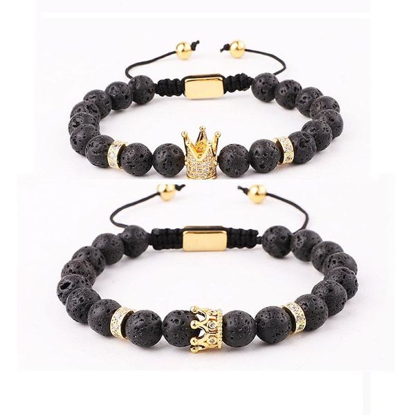 tennis design cz crown&queen charm lava rock stone adjustable couple bracelet male female, Golden;silver
tennis design cz crown&queen charm lava rock stone adjustable couple bracelet male female, Golden;silver