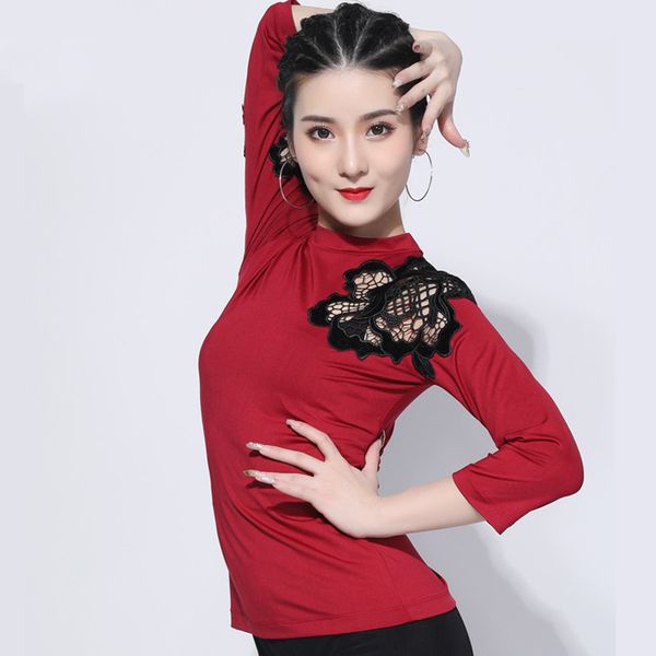 latin dance ladies black lace round neck ballroom tango tap dancing clothes practice wear red black latin 1967, Black;red
latin dance ladies black lace round neck ballroom tango tap dancing clothes practice wear red black latin 1967, Black;red