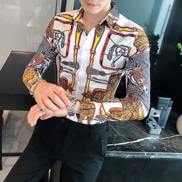 new estilo britnico de luxo do vintage impresso camisa manga comprida roupas masculinas 2021 simples fino ajuste casual clube formatura txpn, Black;brown
new estilo britnico de luxo do vintage impresso camisa manga comprida roupas masculinas 2021 simples fino ajuste casual clube formatura txpn, Black;brown