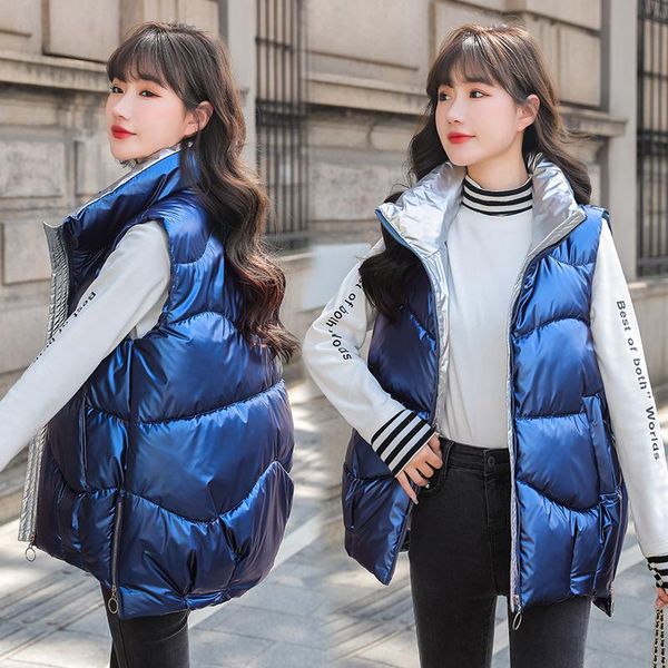 women's vests glossy autumn winter casual solid vest jacket stand collar cotton padded waistcoat female shiny bright sleeveless, Black;white
women's vests glossy autumn winter casual solid vest jacket stand collar cotton padded waistcoat female shiny bright sleeveless, Black;white