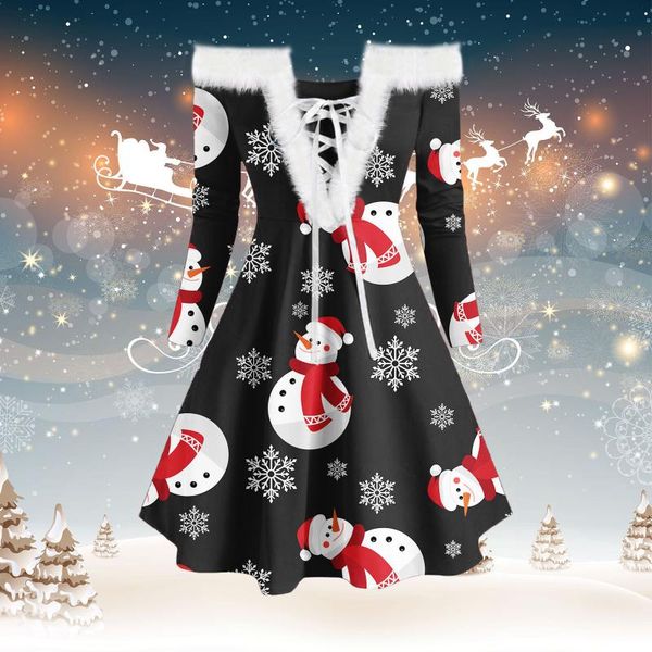 casual dresses 45# off shoulder christmas print dress women plush fur-collar long-sleeve v neck lace-up pleated festivel party, Black;gray
casual dresses 45# off shoulder christmas print dress women plush fur-collar long-sleeve v neck lace-up pleated festivel party, Black;gray