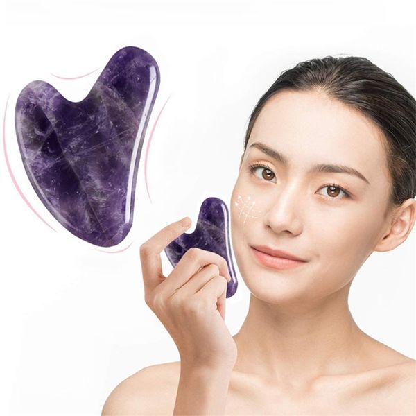 natural amethyst gua sha stone board massage guasha plate face massager scraper tool for back neck skin lifting slimming 211118
natural amethyst gua sha stone board massage guasha plate face massager scraper tool for back neck skin lifting slimming 211118