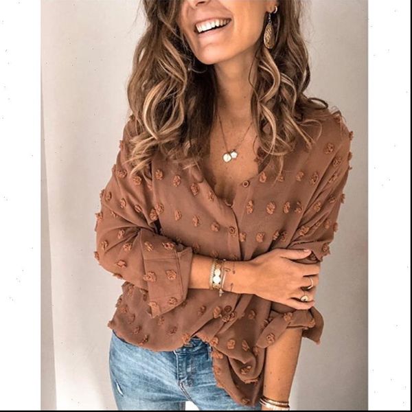 womens shirts polka dot women see through solid long sleeve korean blouse shirt ladies autumn loose harajuku casual, White 
womens shirts polka dot women see through solid long sleeve korean blouse shirt ladies autumn loose harajuku casual, White