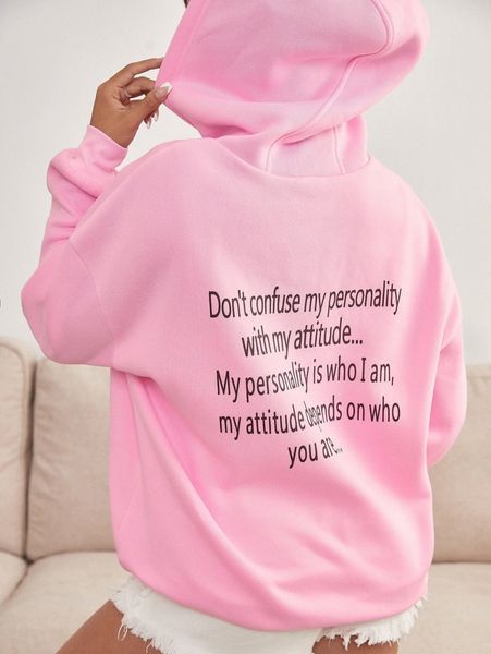 slogan graphic drop shoulder drawstring thermal hoodie u5ln#, White;black 
slogan graphic drop shoulder drawstring thermal hoodie u5ln#, White;black