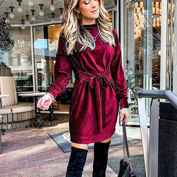 2021 new women's fashion long sleeve with belt female spring casual round neck mini ladies elegant daily party club vestidos 5evw, Black;gray
2021 new women's fashion long sleeve with belt female spring casual round neck mini ladies elegant daily party club vestidos 5evw, Black;gray