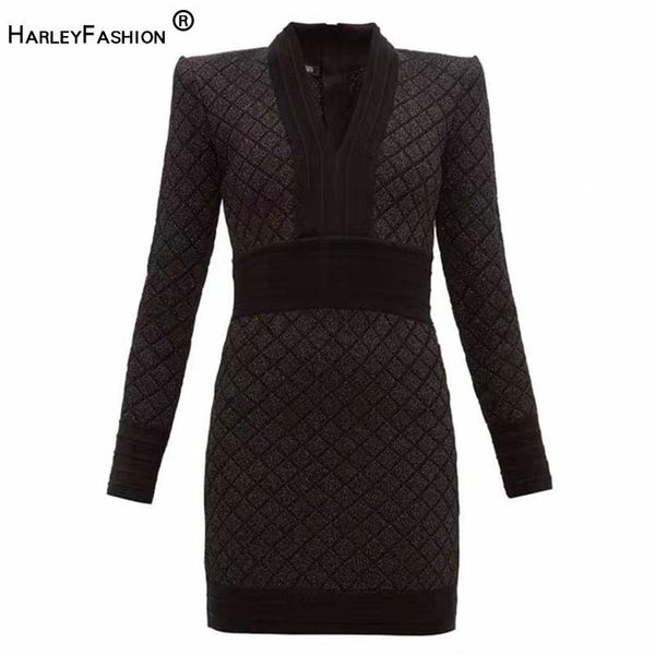casual dresses harleyfashion unique classic style european women v-neck long sleeve black plaid knitted sheath dress high quality, Black;gray
casual dresses harleyfashion unique classic style european women v-neck long sleeve black plaid knitted sheath dress high quality, Black;gray
