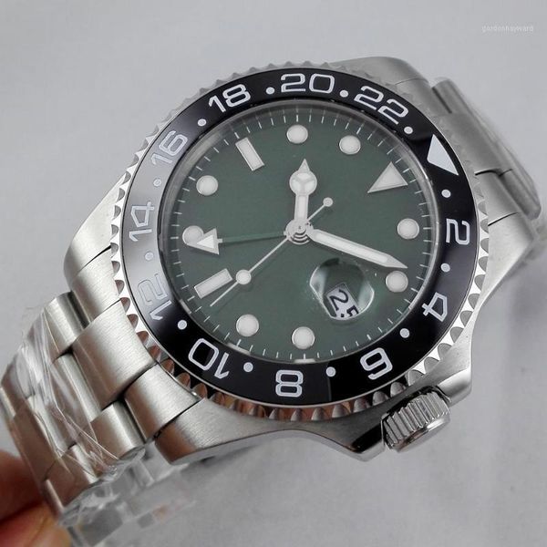 wristwatches 40mm automatic mens watch steel black ceramic bezel deployment green dial gmt oyster strap sapphire glass screwdown crown, Slivery;brown
wristwatches 40mm automatic mens watch steel black ceramic bezel deployment green dial gmt oyster strap sapphire glass screwdown crown, Slivery;brown