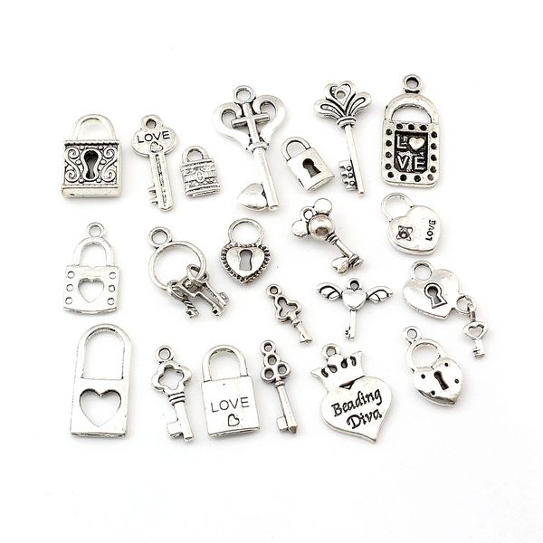 126pcs antique silver color lock key charms pendants diy accessories handmade jewelry making a-659, Bronze;silver
126pcs antique silver color lock key charms pendants diy accessories handmade jewelry making a-659, Bronze;silver