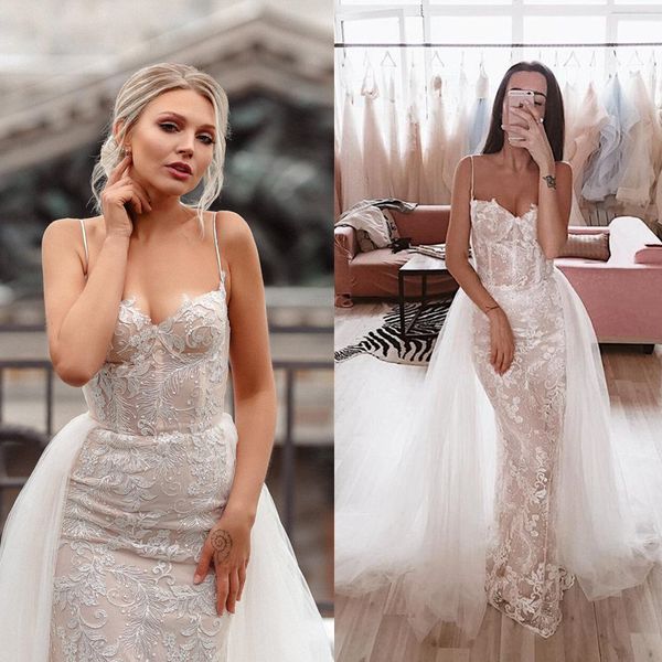 retro spaghetti strap mermaid wedding dresses with detachable overskirt full lace sweep train bridal gowns vestido de novia, White
retro spaghetti strap mermaid wedding dresses with detachable overskirt full lace sweep train bridal gowns vestido de novia, White